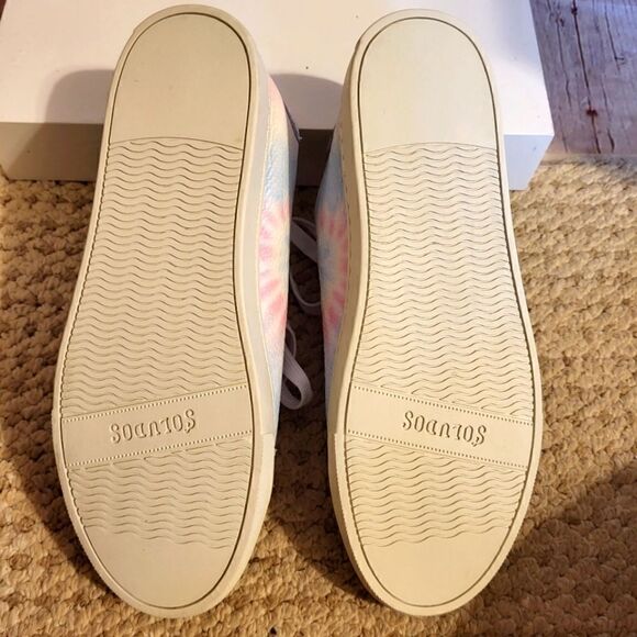 NEW Soludos for Anthropologie "Ibiza" White Tie Dye Leather Sneakers 7M Ret $139 - Picture 8 of 9